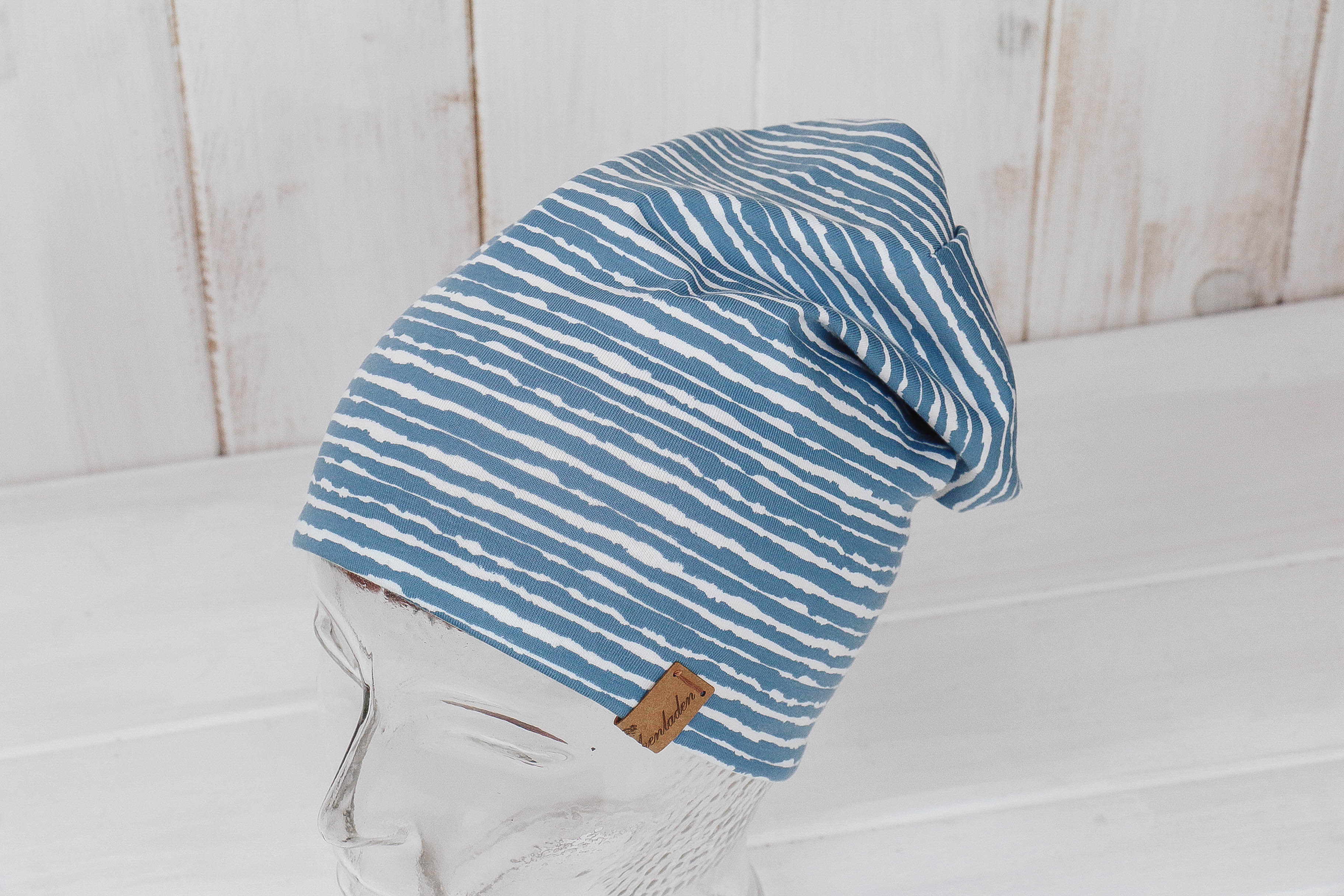 Jersey Haube *Igel altrosa/blau*