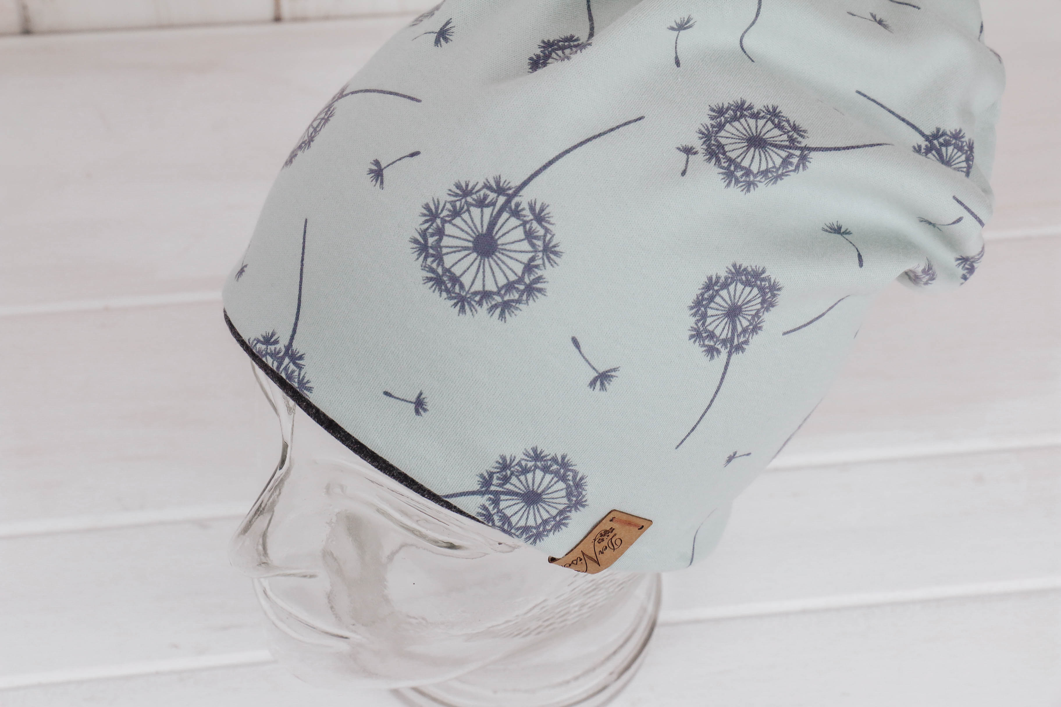 Jersey Haube *Pusteblume mint/grau*