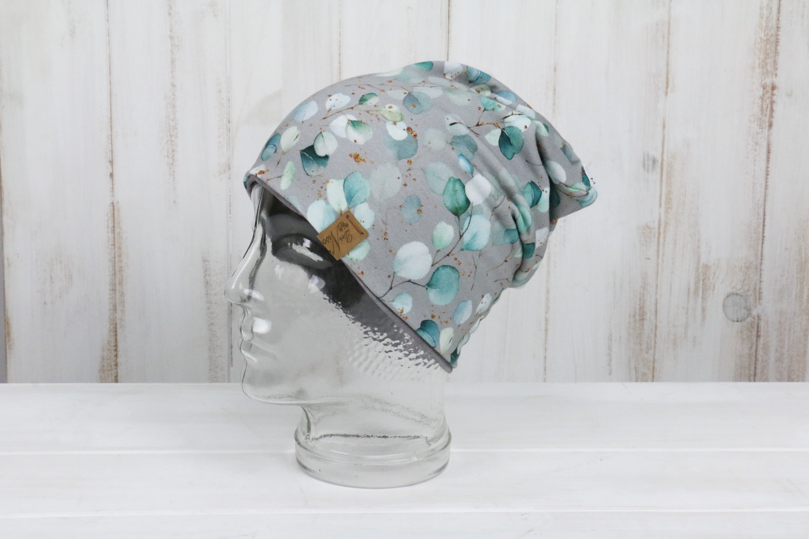 Jersey Haube Eukalyptus grau