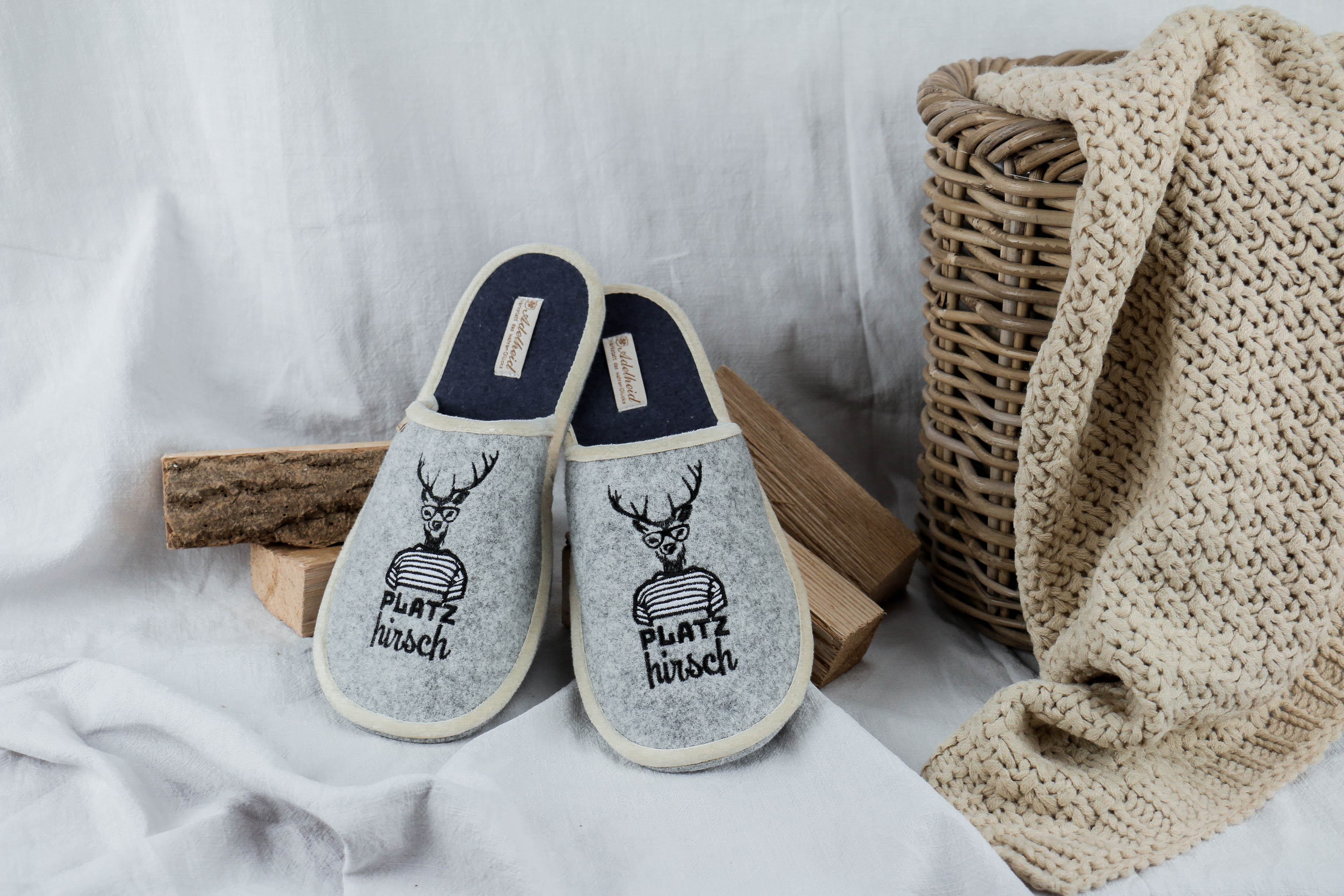 Nischenladen-128XjwycNoJ0Zl82 Filzpantoffeln "Platzhirsch"