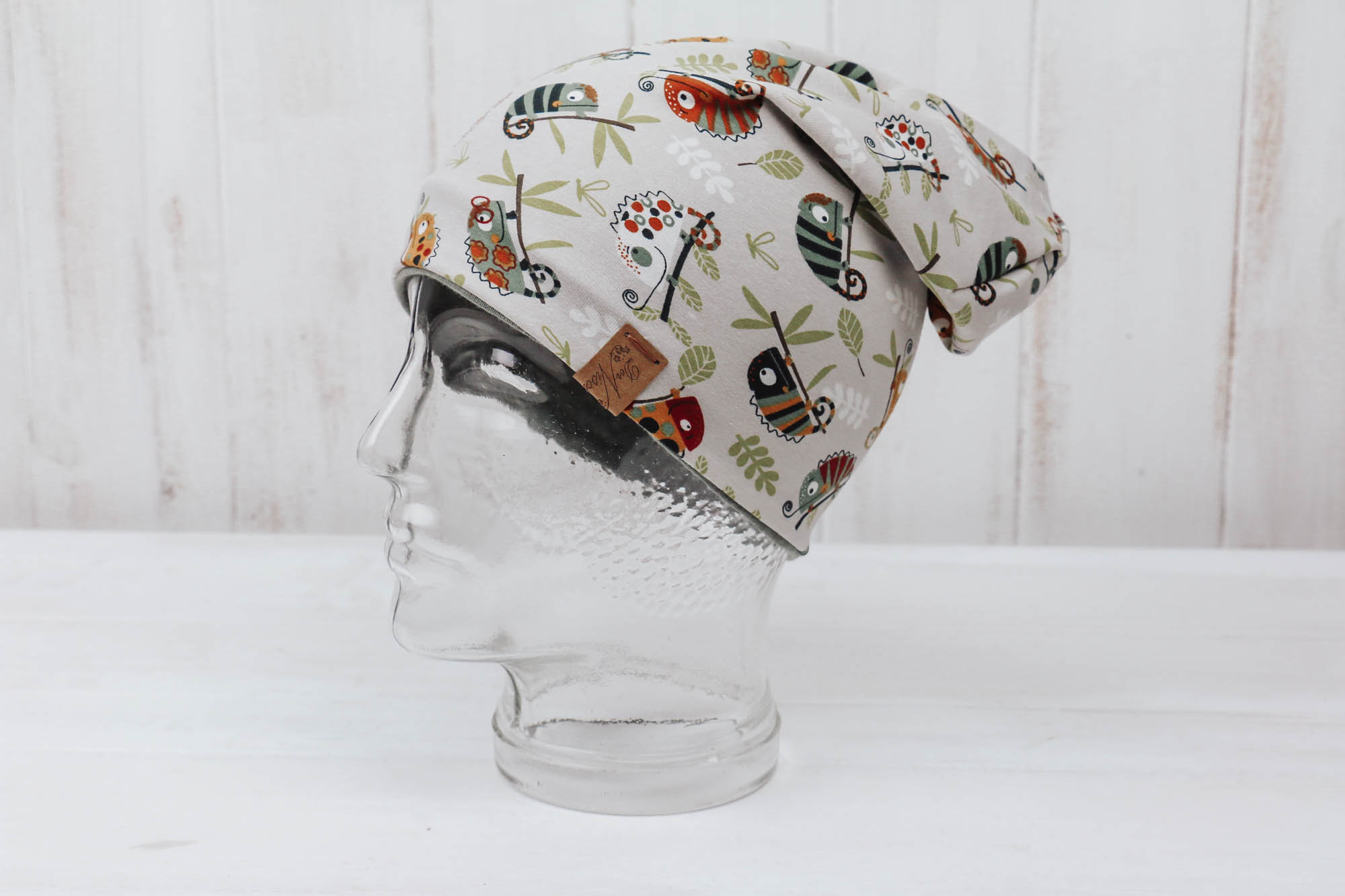 Jersey Haube *chameleon* natur/olive