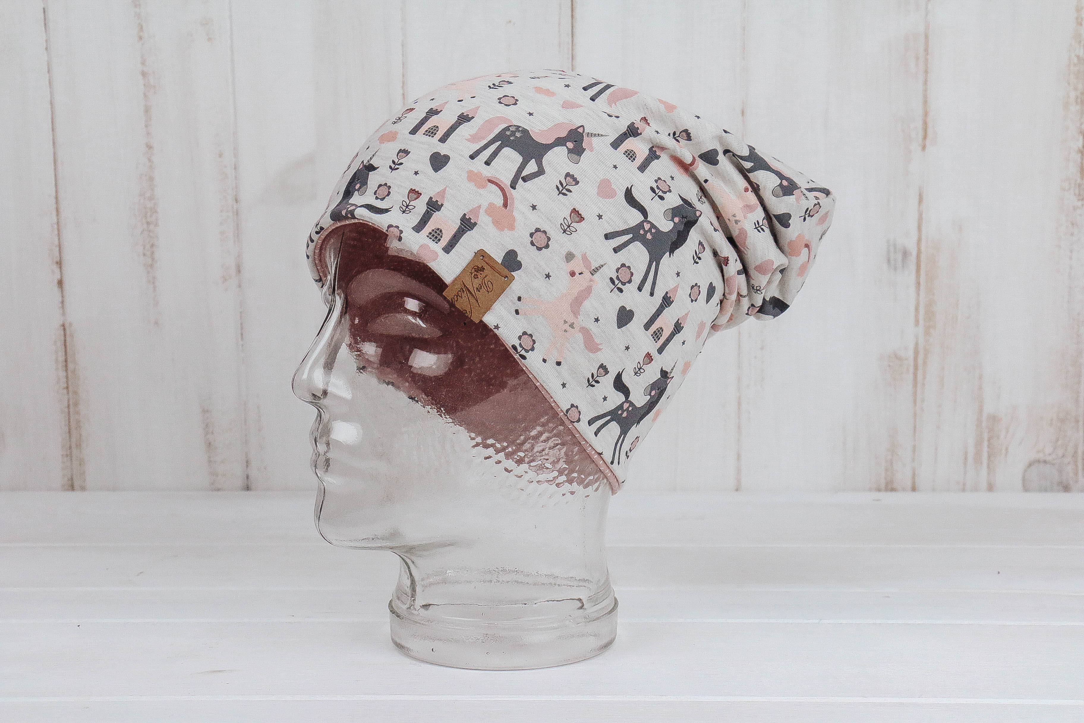 IMG_9460 Jersey Haube *Einhörner grau/rosa*