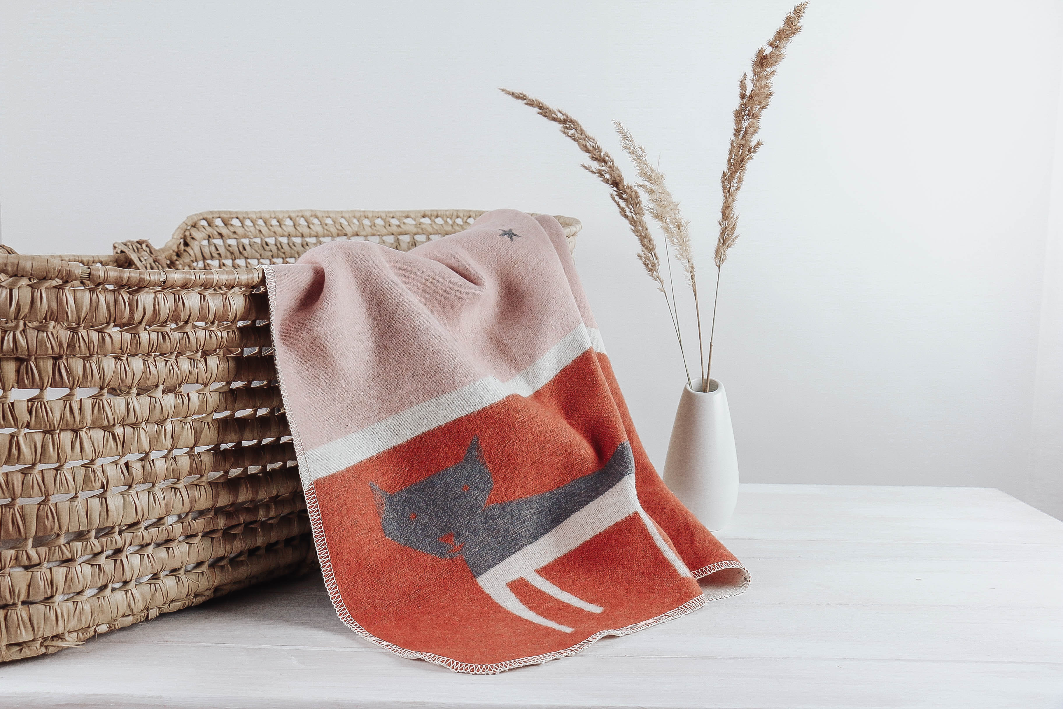 Nischenladen-89 Babydecke Fuchs grau-rosa