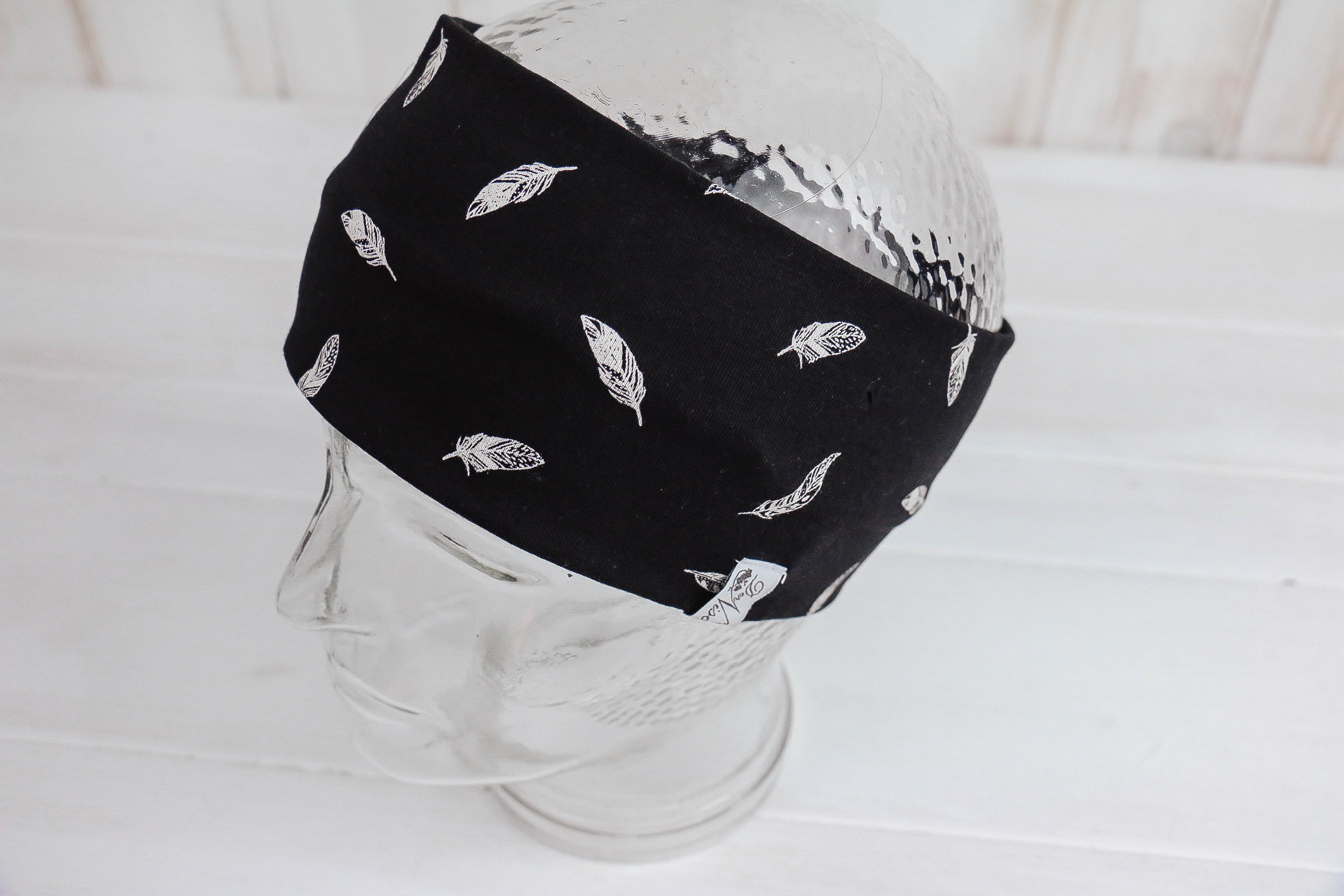 IMG_9177 Jersey Stirnband *Federspiel schwarz/weiß*