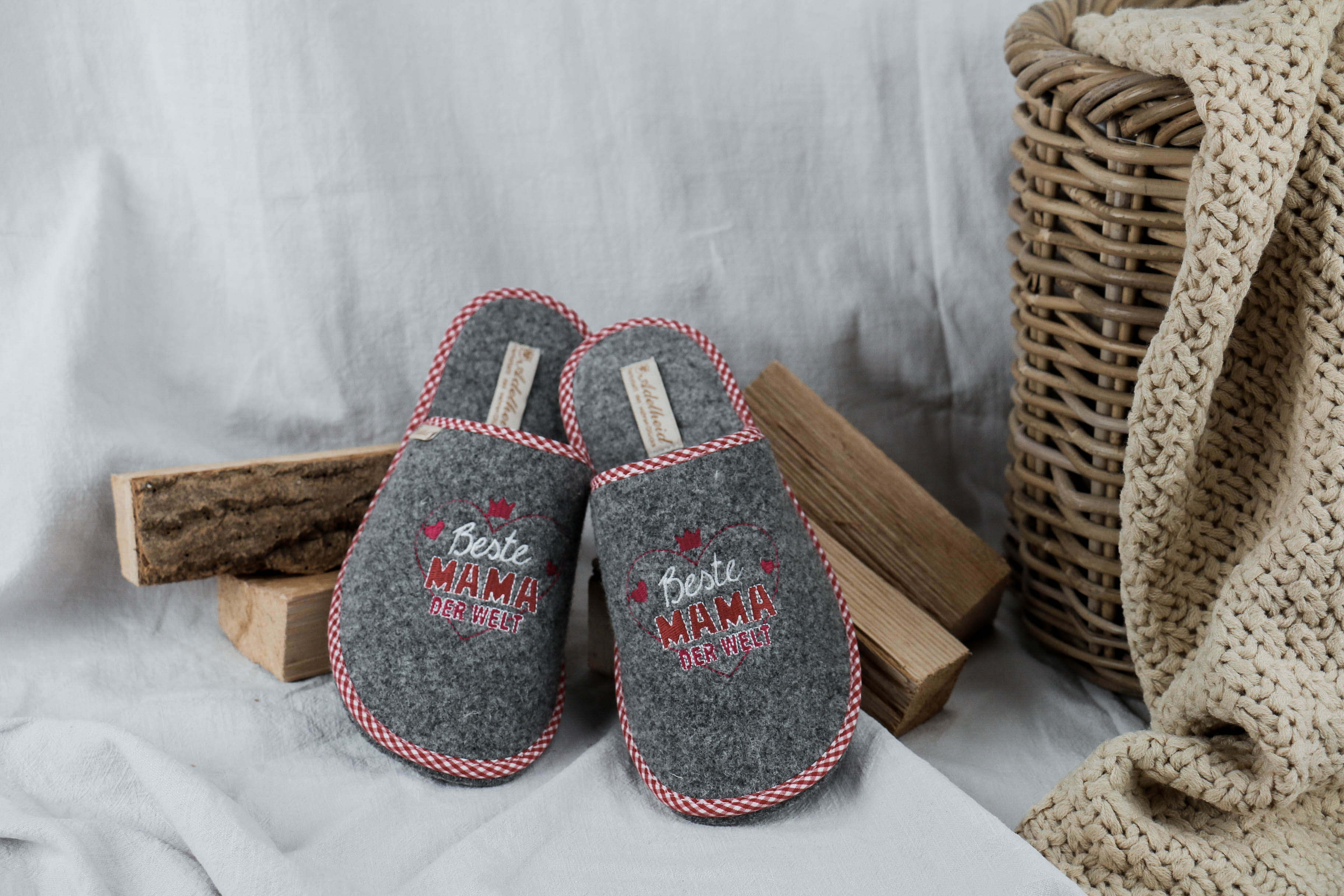 Nischenladen-137D6QNv9sc9sMM7 Filzpantoffeln "beste Mama der Welt"