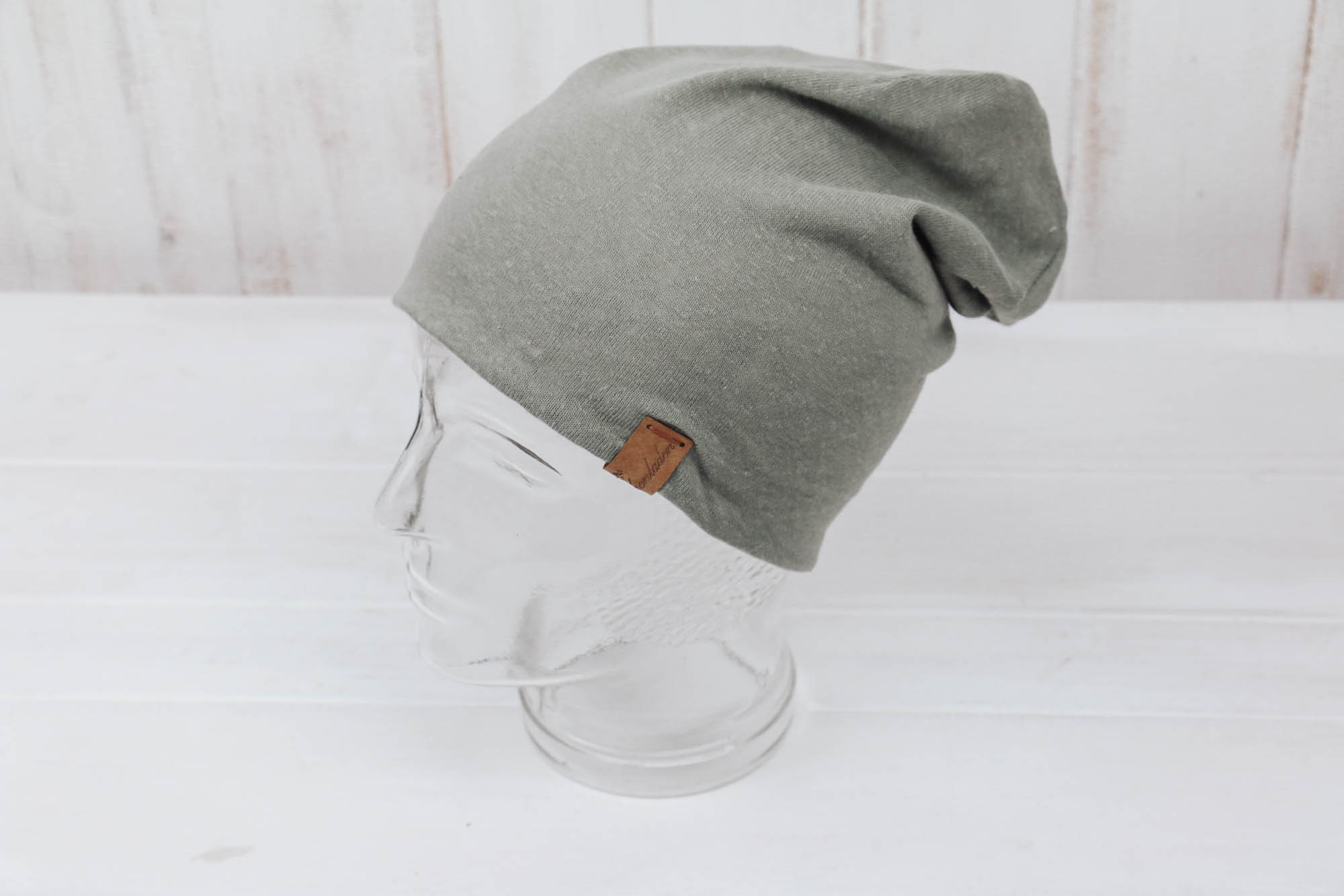 Jersey Haube *chameleon* natur/olive