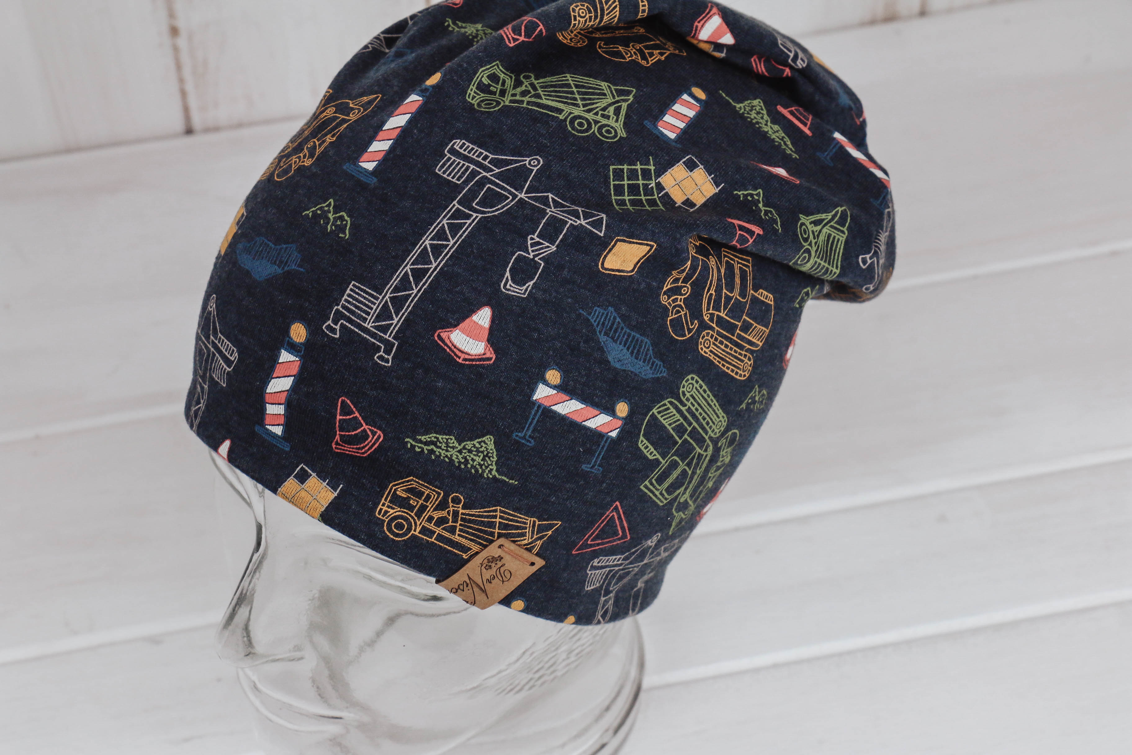 Jersey Haube *Baustelle dunkelgrau/grau*