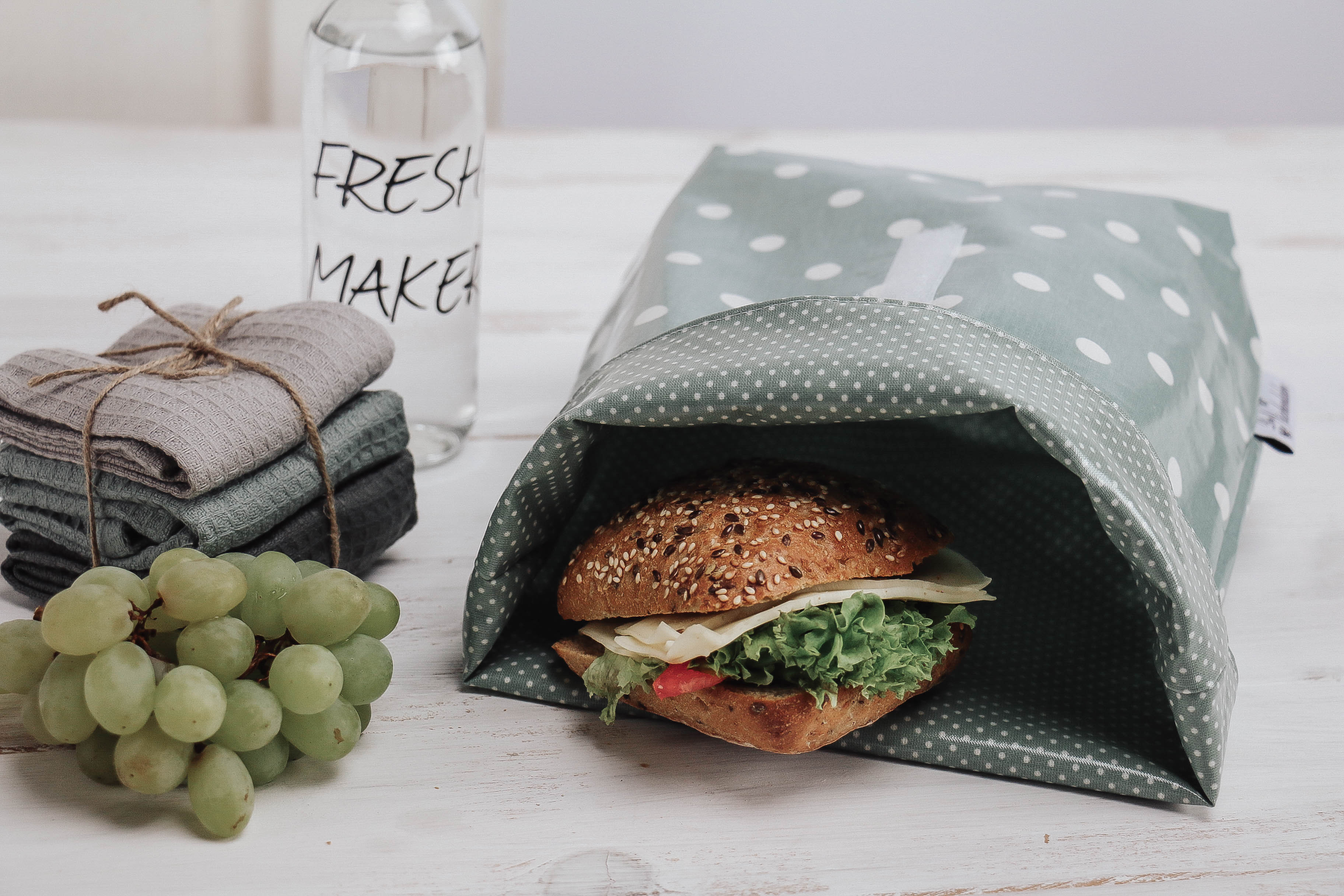 nischenladen-84M8X9bIwboD00g Lunchbag Punkte mint-weiß