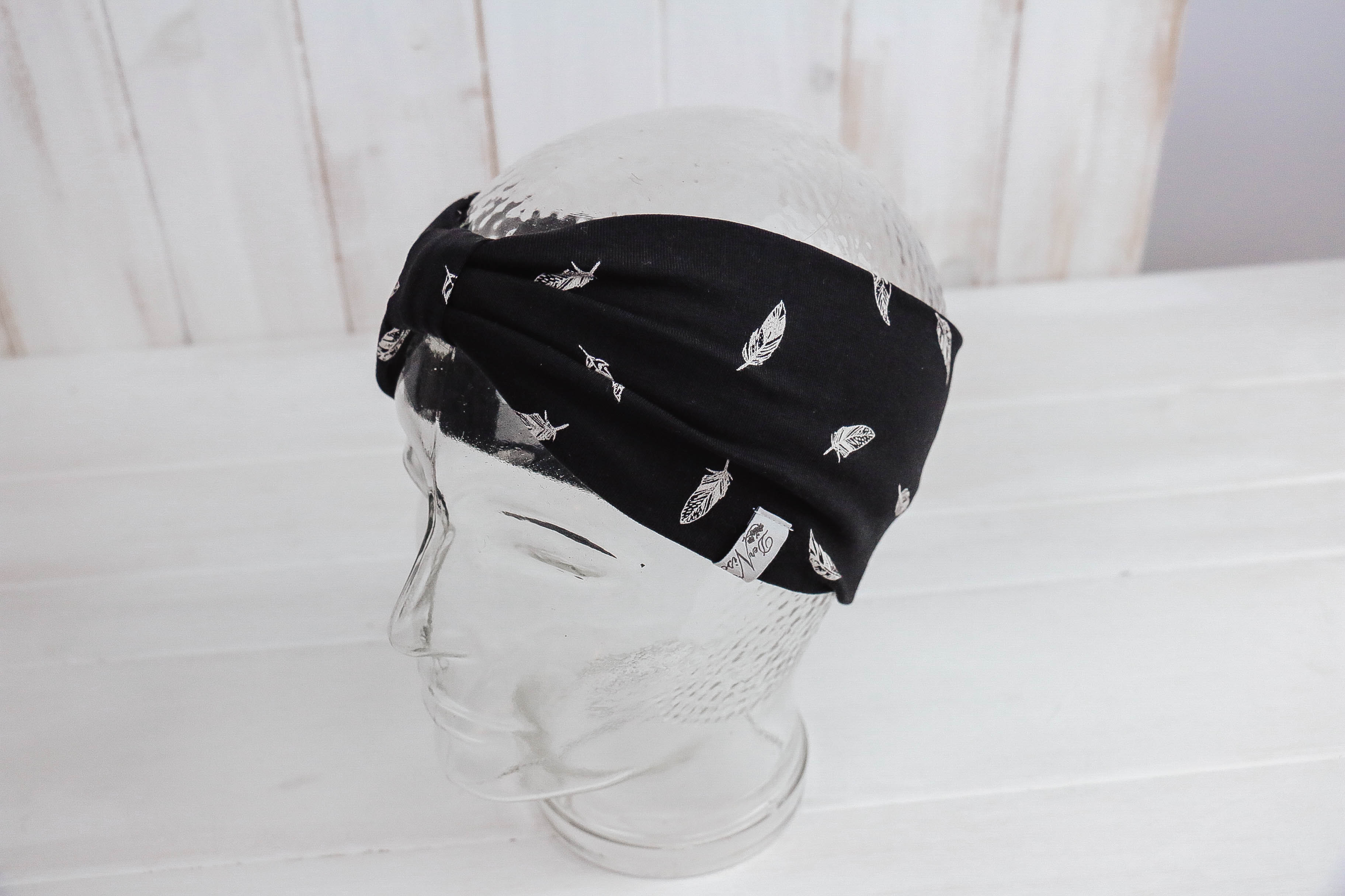 IMG_9174 Jersey Stirnband *Federspiel schwarz/weiß*