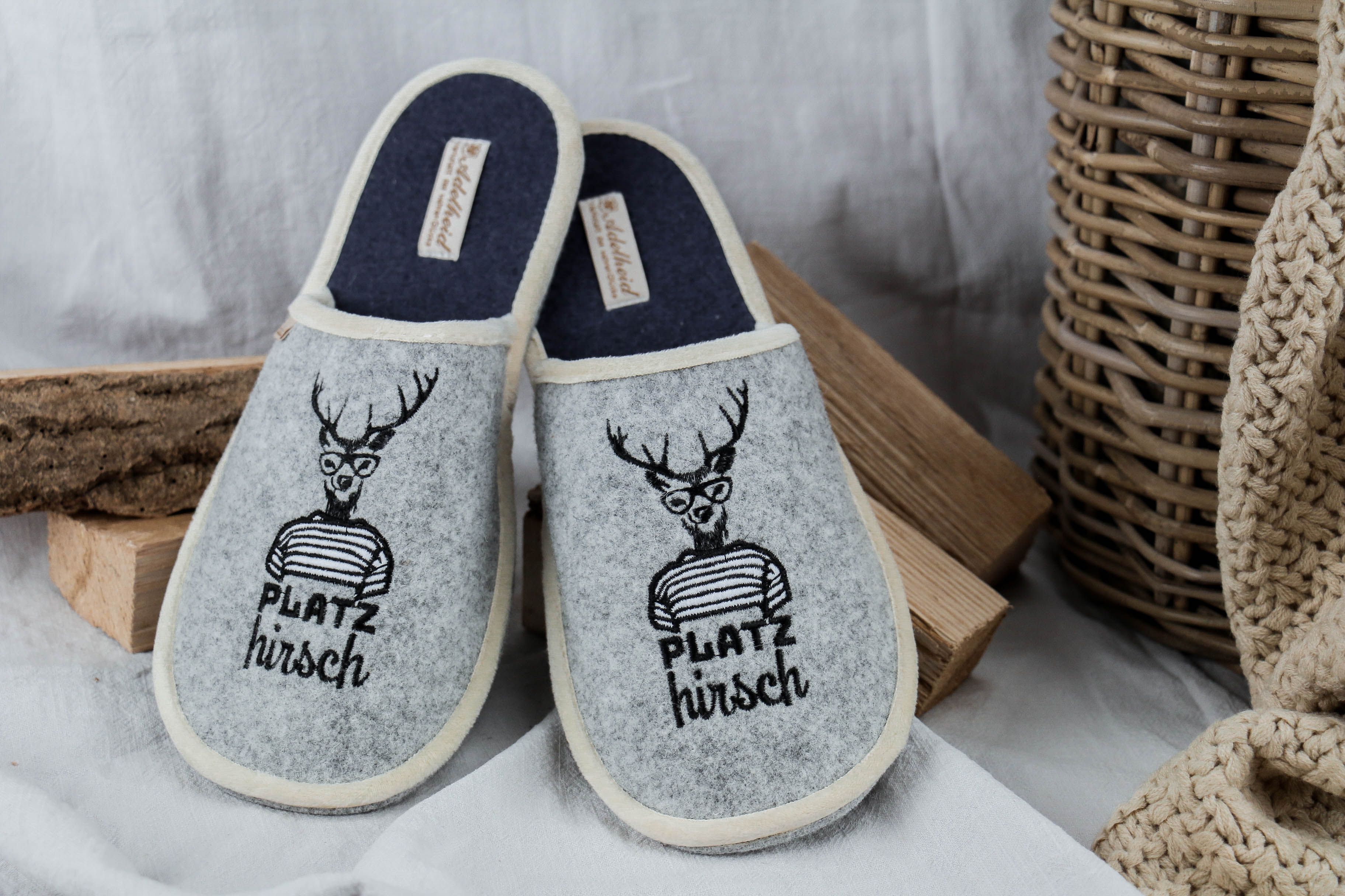 Nischenladen-129a4o4VRmoiEU6E Filzpantoffeln "Platzhirsch"