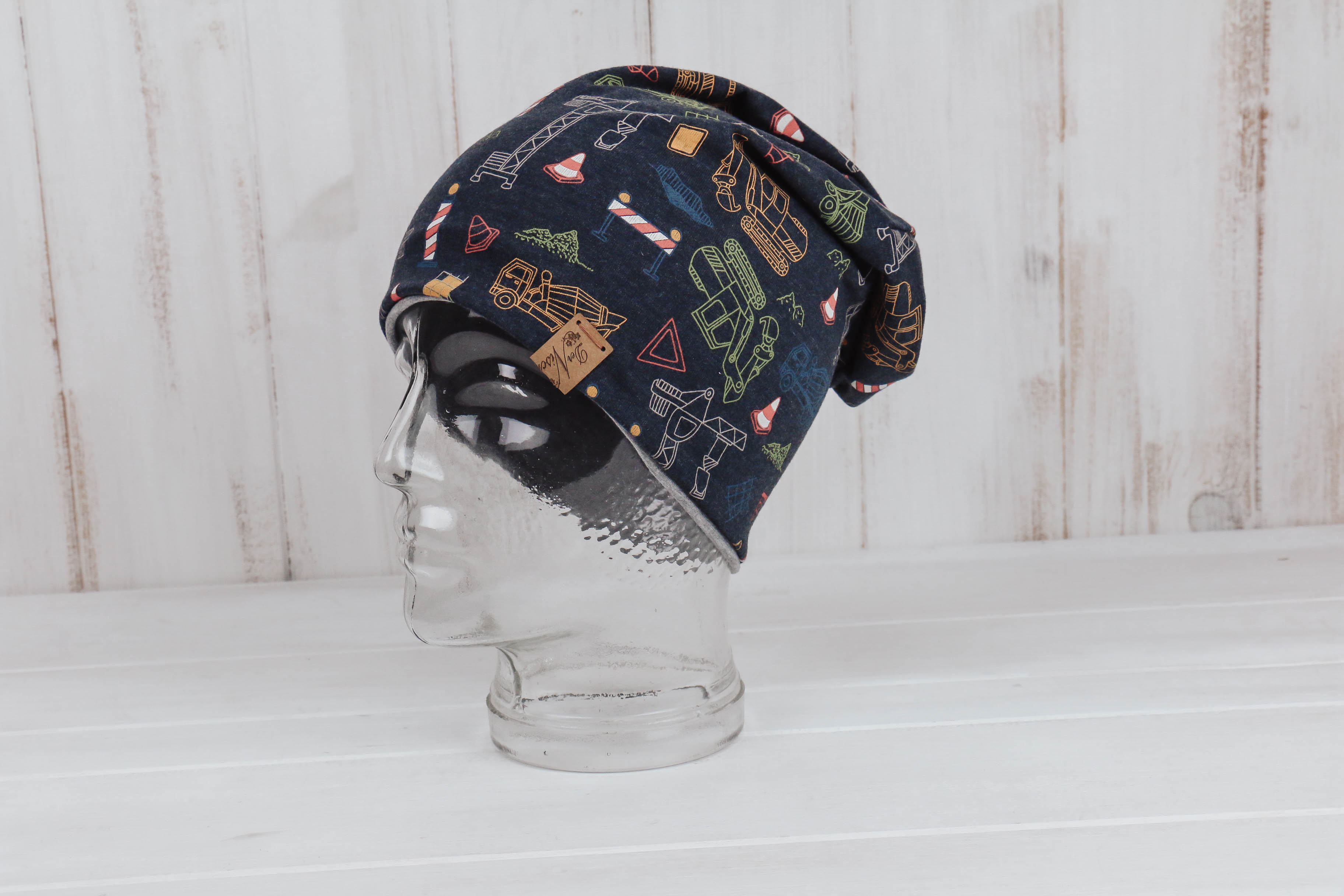 Jersey Haube *Baustelle dunkelgrau/grau*