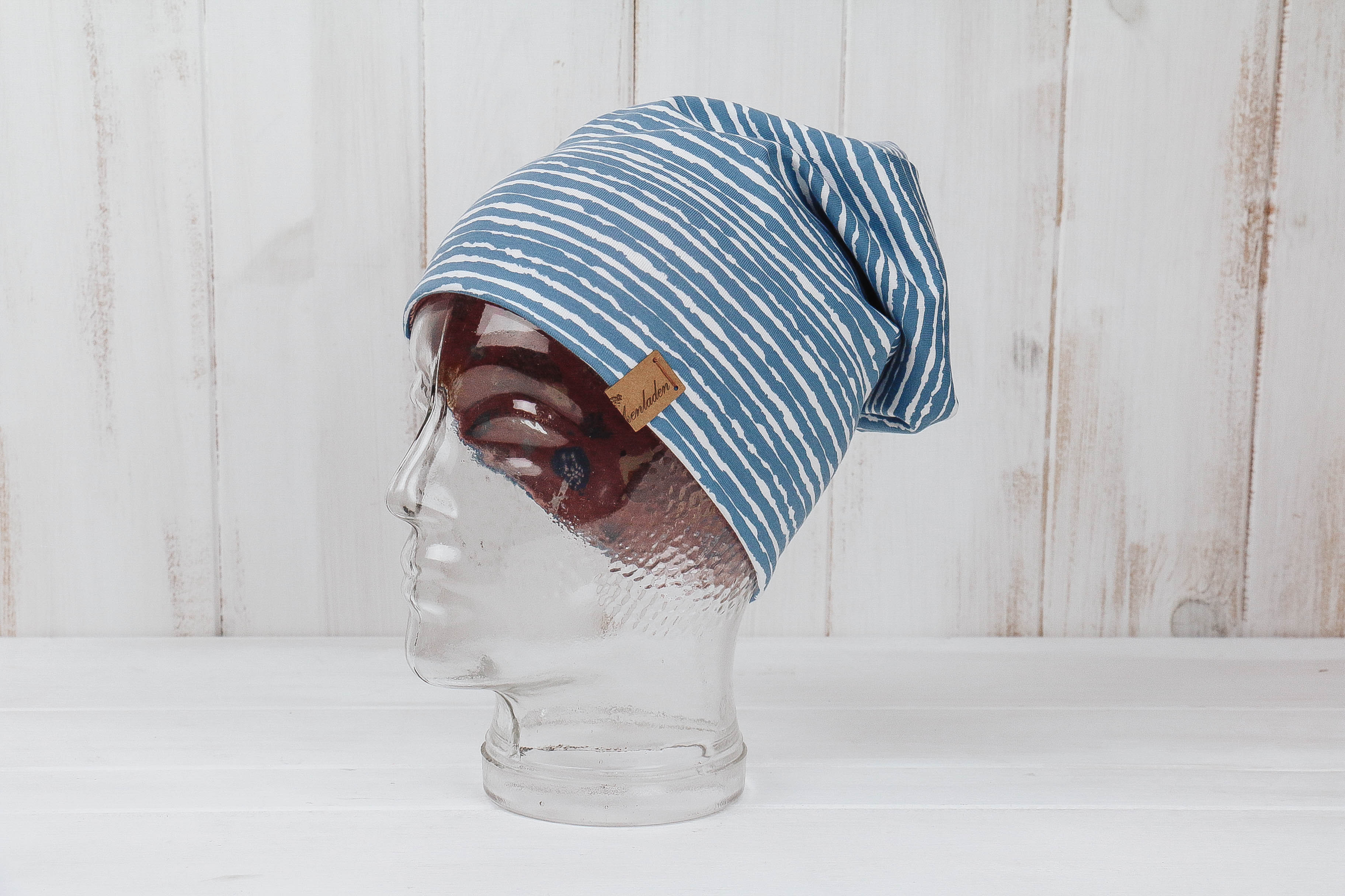Jersey Haube *Igel altrosa/blau*