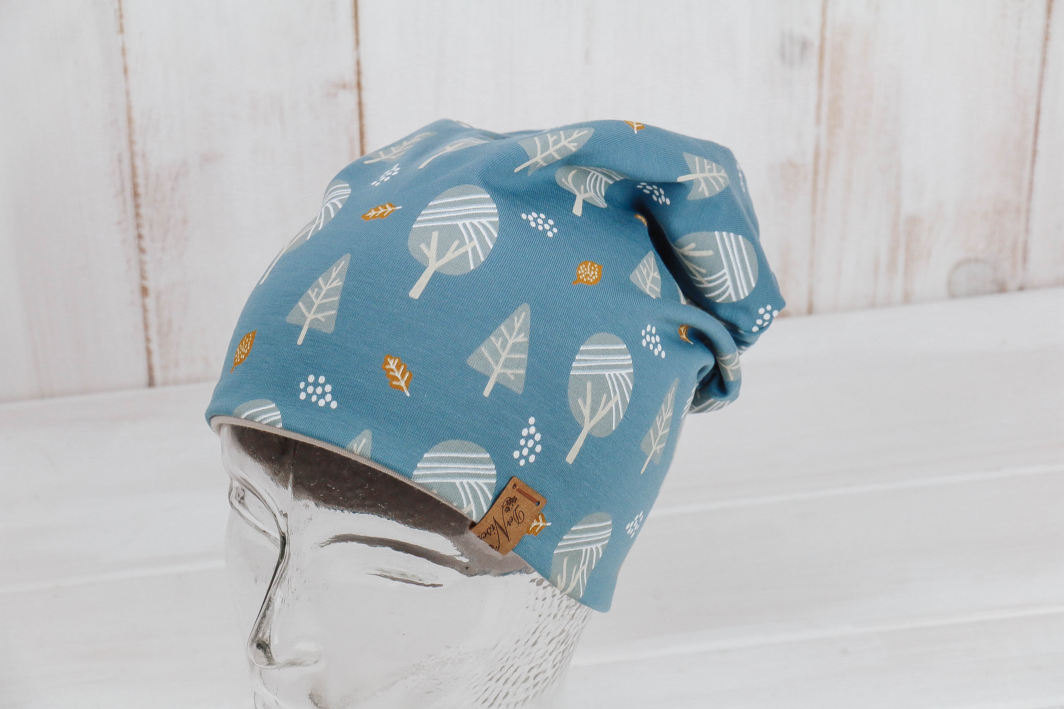 Jersey Haube *Bäume blau/natur*