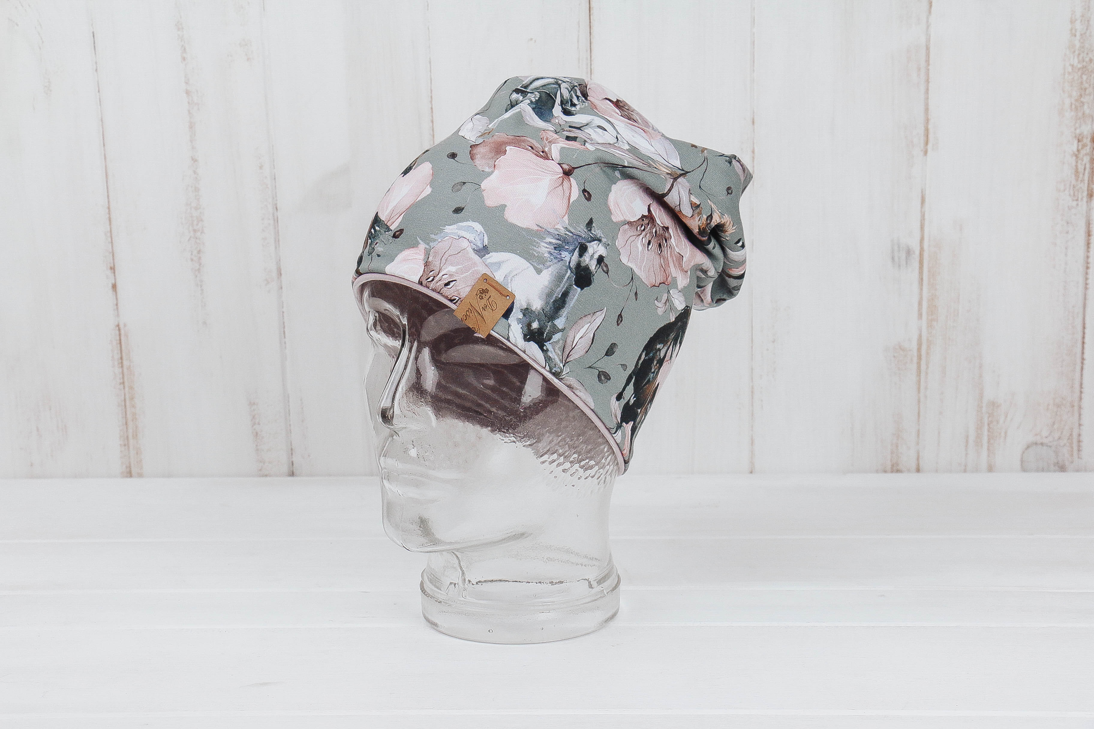 Jersey Haube *Flower Horse altrosa*
