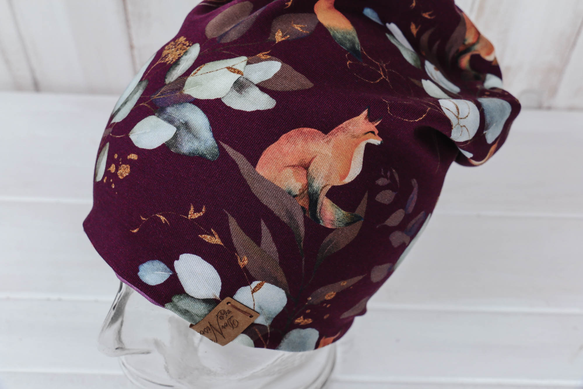Jersey Haube Fox *violett-batik*
