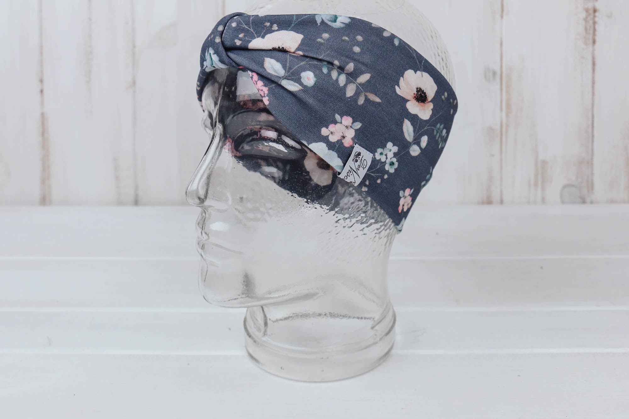 Jersey Stirnband Blumen *blau*