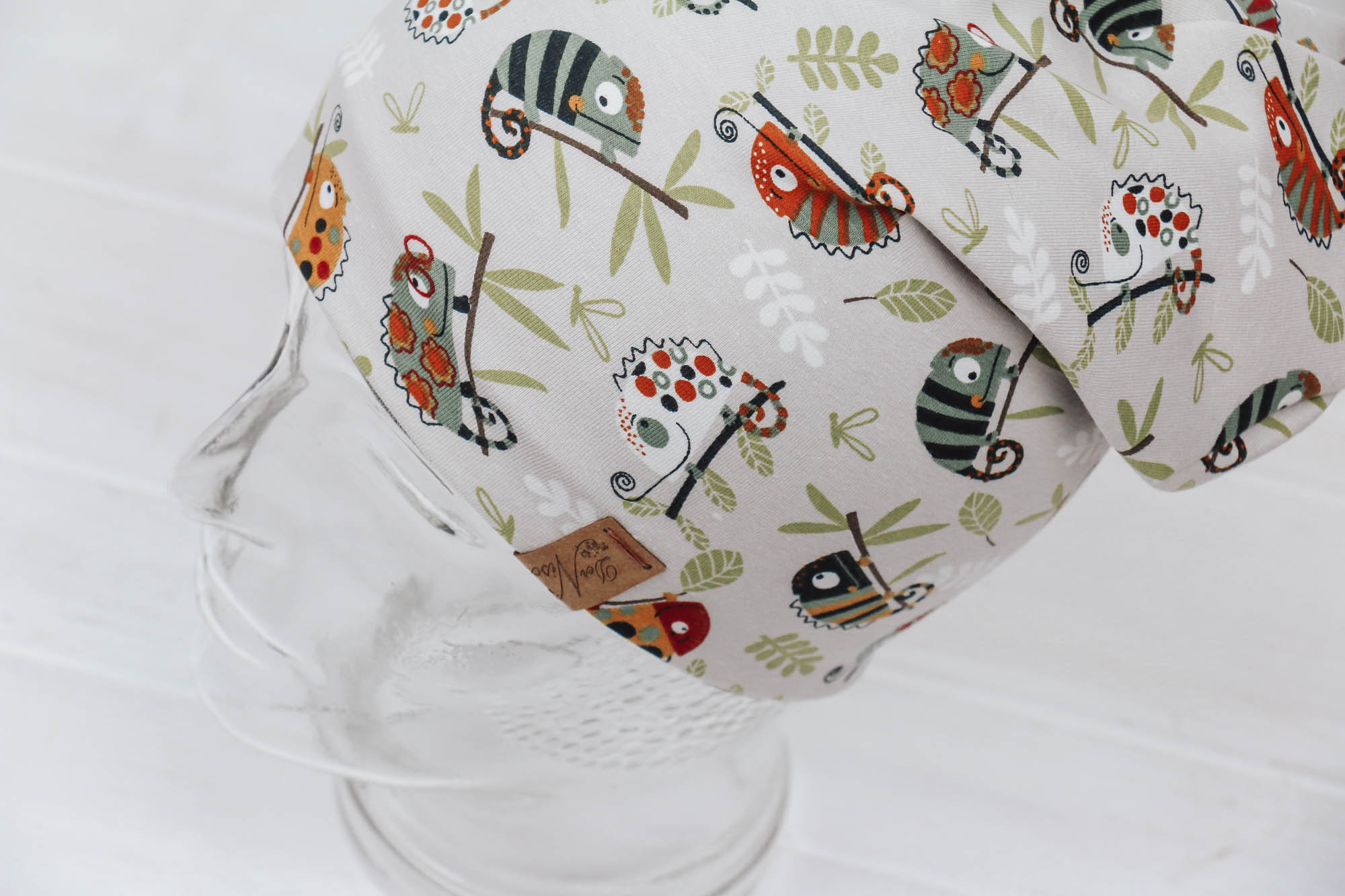 Jersey Haube *chameleon* natur/olive