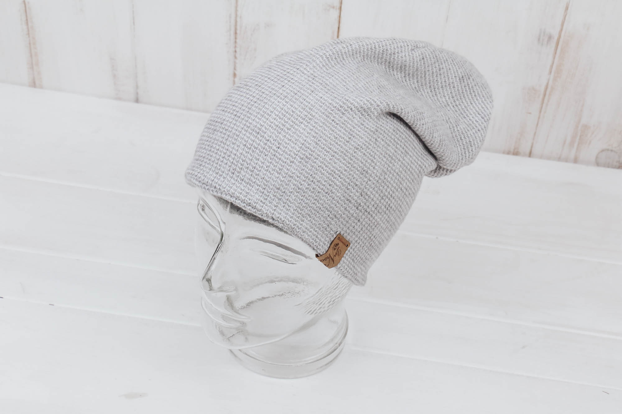 Haube Recycling Jacquard hellgrau