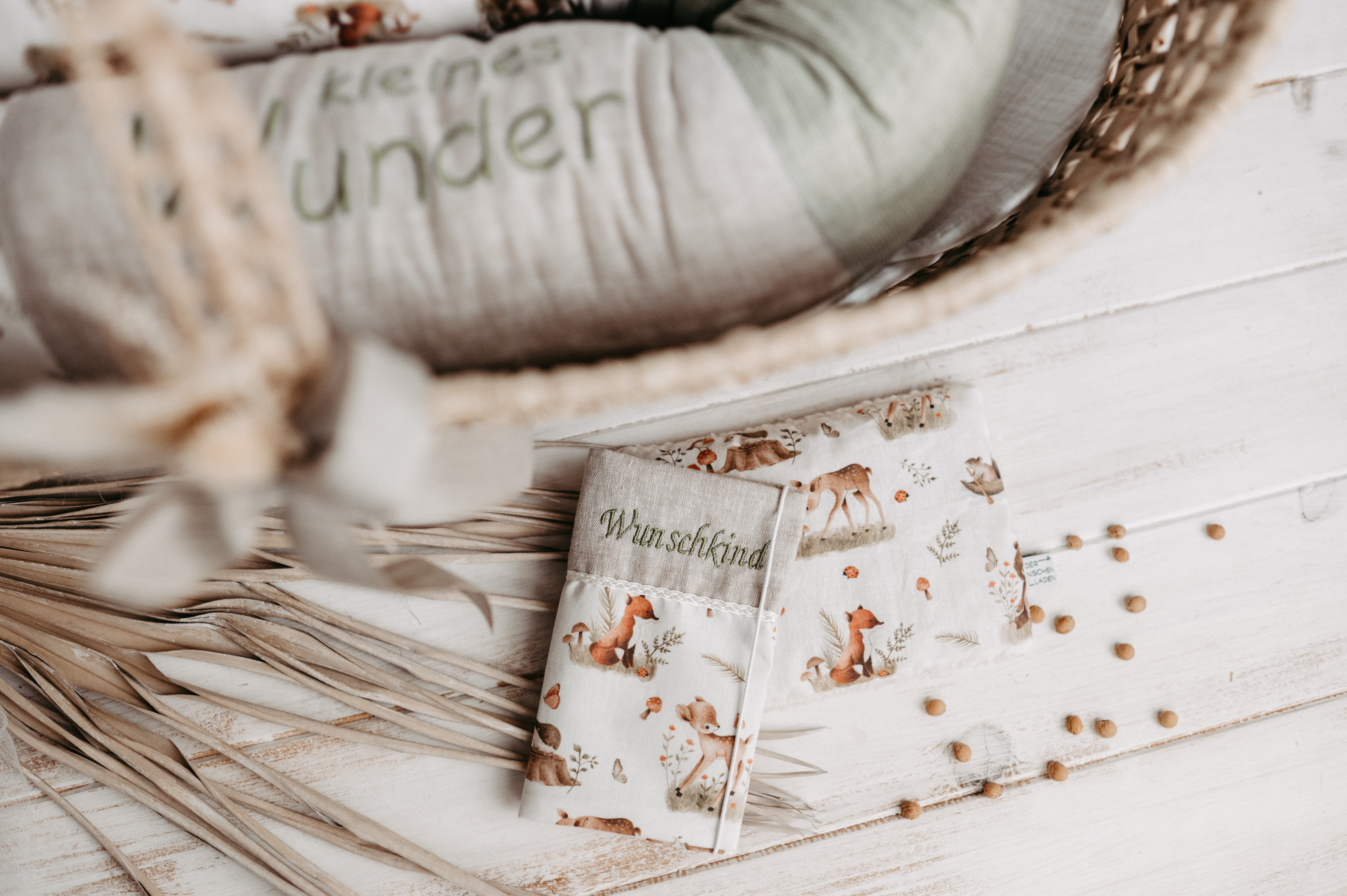 Bettschlange Waldtiere grün/natur Bettschlange Waldtiere grün/natur